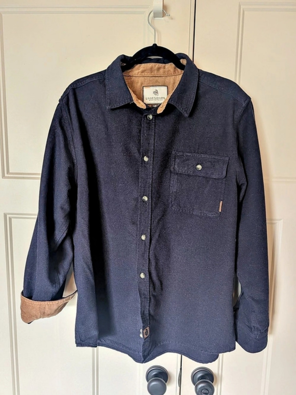 Legendary Whitetails Buck Camp Flannel Shirt Men's Large Blue